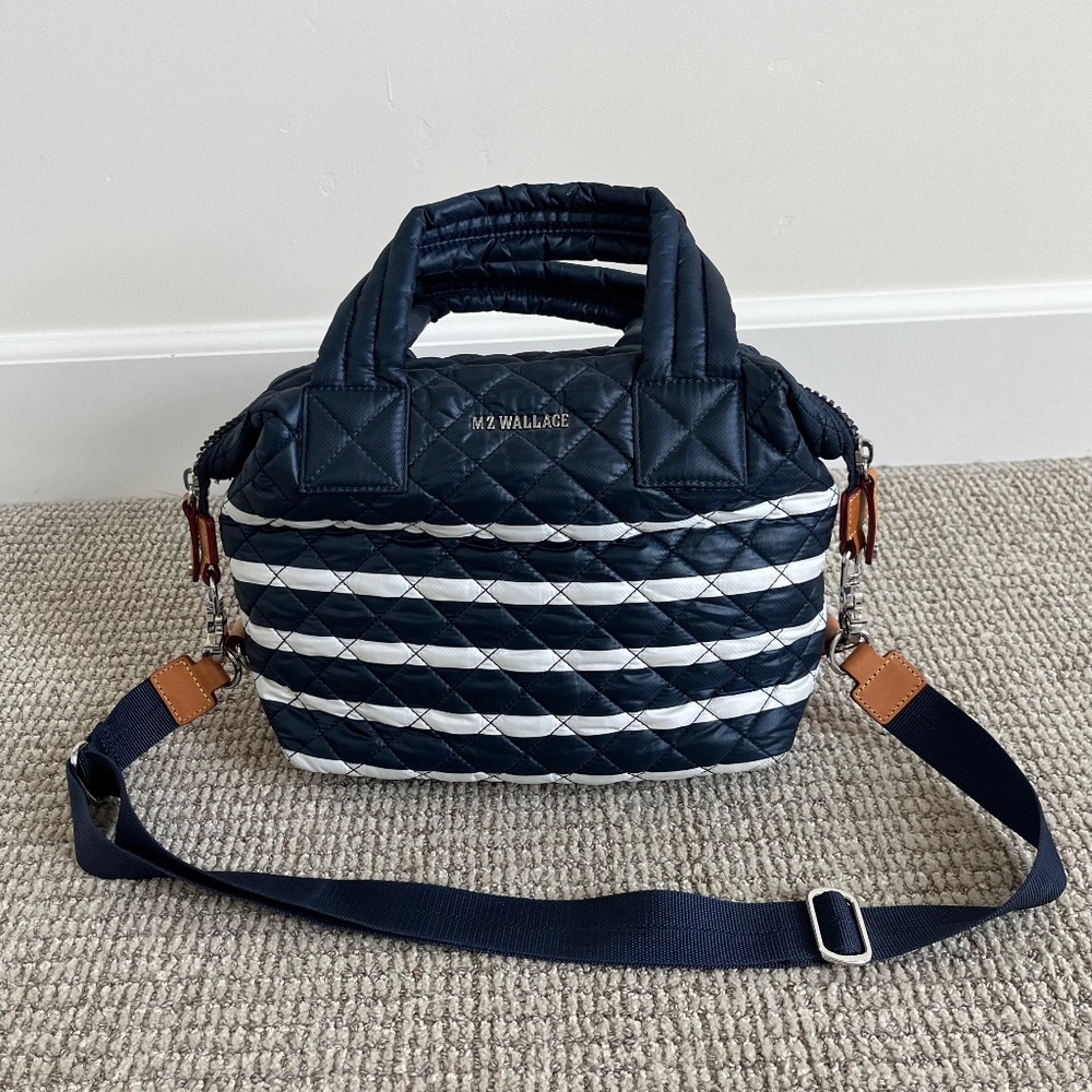 MZ Wallace Striped Small Sutton Deluxe Top Handle Bag